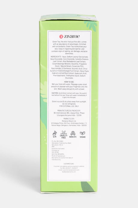 Zivame Brightening Foaming Face Wash - Green Tea 100 ml — image 5